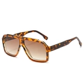 Fashionable oversized square tortoise shell sunglasses with gradient brown lenses - Transparent Leopard Frame Tea Lens
