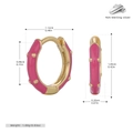 Detailed dimensions of S925 silver hoop earrings with gold plating and rose pink enamel - Gold Plated 925 Silver - Rose Red