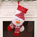 Calza di Natale in maglia con pupazzo di neve 3D e ricamo Merry Christmas - Testa Grande Pupazzo di Neve Calza di Natale