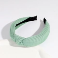 Knotted wide ribbed fabric headband in mint green with non-slip interior design - Green