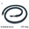 6.5mm black stainless steel snake chain necklace for women with lobster clasp 60cm - Black (KN203818-Z)