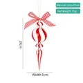 Red and white striped glass drop ornament with a plaid bow for Christmas tree decor - 19cm Style 03 Red & White Stripes (Single)