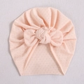 Pink hollow baby turban hat featuring a large bow on soft breathable fabric - Rose Pink (#5)