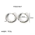 Classic silver titanium steel hoop earrings for women with 23mm outer diameter - Silver - 16mm Inner Diameter