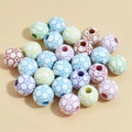 Colorful mix of soccer-patterned acrylic beads for DIY jewelry and bracelets - 12mm Football White Background Colorful Line
