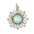 Gold plated copper sunflower pendant featuring a light green opal stone and zircons - Fluorescent Yellow M84