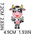 Toppa ricamata a forma di mucca cartoon di 7,2 cm x 4,9 cm mostrata in vista macro dettagliata - Mucca con Espressione Sorpresa (N. 6)