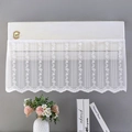 White lace air conditioner cover with floral embroidery and wavy scalloped edge detail - Dreamy White/Flat
