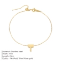 Adjustable 14k gold plated stainless steel anklet featuring a stylish letter T charm - Letter T / Gold