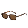 Gafas de sol cuadradas retro con montura de carey clásica y lentes marrón oscuro - Montura de Leopardo / Lentes Té