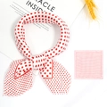 Polka dot silk square scarf in white and red with a stylish bow knot display - 07-White Red Polka Dots / 50*50CM