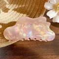 Iridescent aurora pink claw clip with pearlescent finish for hair styling - 10.5cm / Orange