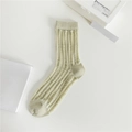 Sheer pistachio green mesh crew socks with 3D dotted texture for summer wear - One Size / Polka Dot Rainbow Light Green