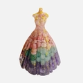 Elegant crystal resin dress ornament with purple amethyst gravel and gold leaf foil - Rose Pink Gradient