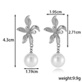 Silver-plated vintage flower earrings with white pearls and detailed size measurements - Silver Large Flower Pearl
