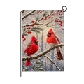 Drapeau de jardin d'hiver avec cardinaux rouges sur branches enneigées pour extérieur - Cardinal