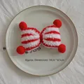 Cute red and white striped lamb wool bow accessory for Christmas decor, size 14cm x 8.5cm - Bow / Red Stripes