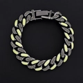 Panzerarmband in Gunmetal-Finish mit funkelnden Kristallen und gelben Emaille-Akzenten - Kontrast Doppelarmband (S886-A) / 18cm