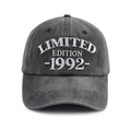 Detailed embroidery of Limited Edition 1992 text on a charcoal washed cotton cap - Adjustable / 1992 Style (Carbon Grey)