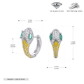 Detailed view of yellow enamel snake hoop earrings in 925 sterling silver with zircon - Silver & Yellow