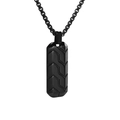 Collar para hombre de acero de titanio negro con colgante de patrón de neumático único - Negro