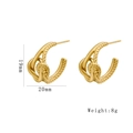 Golden 316 stainless steel C-shaped twisted knot earrings with dimensions and weight - 1259 Gold-Twist Knot Design Stud Earrings