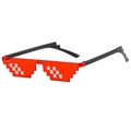 Thug life pixel sunglasses with red translucent lenses and black frames for cool style - Integrated Nose Bridge / Red Double Row