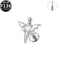 Piercing labbro in titanio a forma di pugnale e ala con zircone quadrato lucido - Stile Ali di Pugnale Argentato (G23LAP494-S1208105) / 1.2x8mm