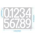 Detail showing 4-inch white vinyl numbers 0-9 with precise height measurements in cm and inches - Artistic Style White