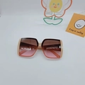 Chic beige oversized square sunglasses with brown to pink gradient lenses for women - Tea Pink