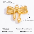 Gold stainless steel bow pendant charms with polished finish for DIY jewelry making - Gold Bow Pendant (PJ91035)