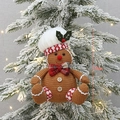 Χριστουγεννιάτικο στολίδι Gingerbread man με καπέλο σεφ και κόκκινο φιόγκο, 17cm - Στυλ Α (Λευκό Καπέλο Σεφ)