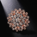 Elegant rose gold flower brooch with sparkling clear crystals on black texture background - XD105-3 Rose Gold Rhinestone