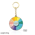 Golden rotating keyring for indecisive foodies with colorful enamel meal options - Indecisive Foodie Turntable (K00789)