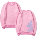 Sweat Y2K rose avec motif imprimé au dos, vues de face et de dos, en taille M - S / Rose (Motif 3)