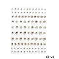 Macro detail of ET-23 clear acrylic rhinestone sheet with stars, hearts and round shapes - ET-23 Clear Star Heart Round