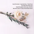 Dried sola flower and white rose aromatherapy bouquet set with eucalyptus and rattan vines - Spring Wood