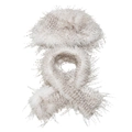 Ensemble hiver bonnet et écharpe en fausse fourrure blanc crème à plumes d'autruche - Ensemble Marron