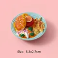 Miniature Japanese bento food model with burger and fries on blue plate, size 5.3x2.7cm - Fries and Burger Platter / Without Magnet