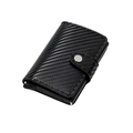 Portacarte RFID in fibra di carbonio con scatola in alluminio e chiusura con bottone a pressione - Trama in Fibra di Carbonio / Nero