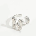 Minimalist adjustable open ring featuring a silver polished letter M melting design - Letter W Style