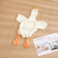 Cute white plush goose toy on a warm wooden floor background, soft baby security blanket - With Zipper Style (Skin Shell) / 90cm / White