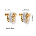 Detailed view of baroque pearl earrings with gold floral decor and size measurements - Lotus