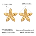 Detailed dimensions of 18K gold plated flower earrings with weight and size info - Gold Style (YYE025242-G)