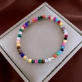 Colorful gemstone beaded stretch bracelet featuring vibrant round stones in multiple hues - 16# Bracelet-Colorful
