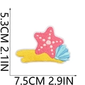 Size chart for ocean theme embroidery patch with pink starfish and blue seashell details - Ocean Animals