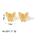 French vintage 18K gold plated stainless steel hollow butterfly stud earrings with dimensions - Hollow Butterfly Style (TE6520) / Gold