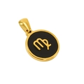 18K gold plated necklace with circular black enamel Virgo constellation pendant - Virgo - Single Pendant