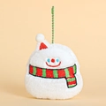 Cute white plush snowman keychain with colorful embroidery and a green bead chain - Snowman