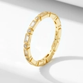 Minimalist S925 sterling silver geometric zircon ring with gold plating for women - US 5 / Gold